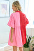 Women's Full Size Color Blocked Button Down Babydoll Dress